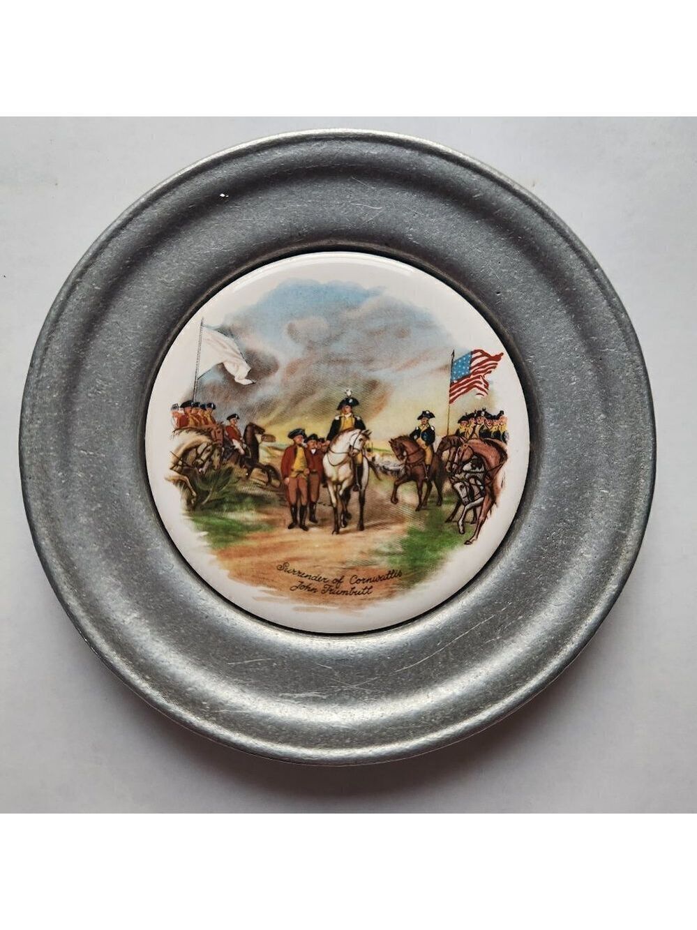 Trumbull Collection Vintage Pewter Surrender of Cornwallis Plate 1976 PA